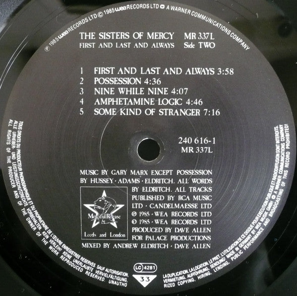 The Sisters Of Mercy : First And Last And Always (LP, Album, RE)