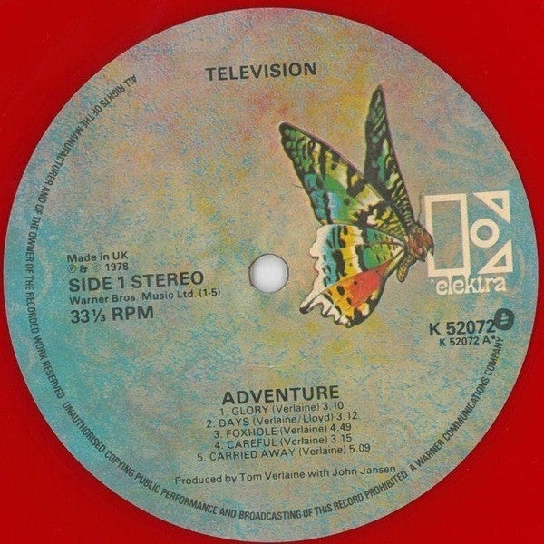 Television : Adventure (LP, Album, Red)