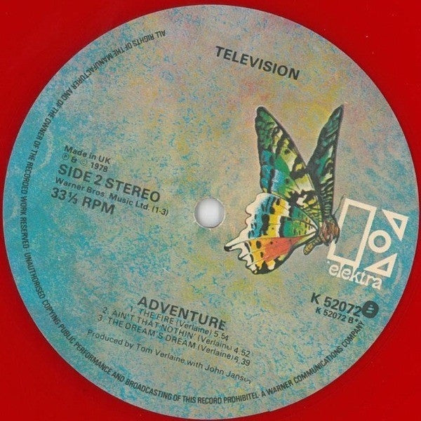 Television : Adventure (LP, Album, Red)