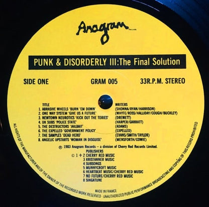 Various : Punk And Disorderly III - The Final Solution (LP, Comp)