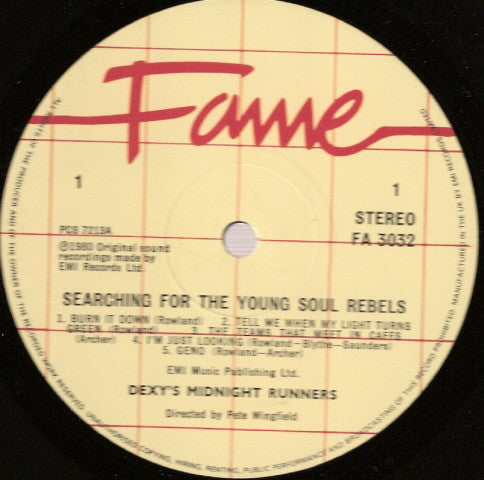 Dexys Midnight Runners : Searching For The Young Soul Rebels (LP, Album, RE)
