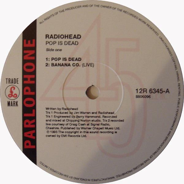 Radiohead : Pop Is Dead (12", Single)