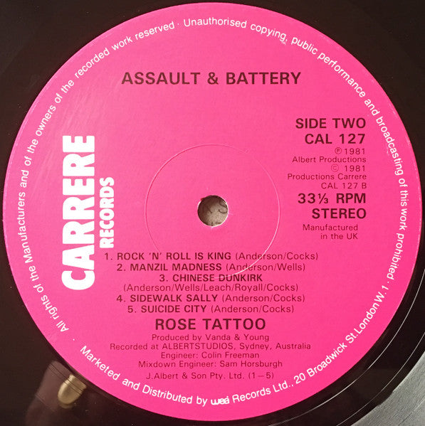 Rose Tattoo : Assault & Battery (LP, Album)