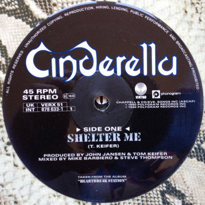 Cinderella (3) : Shelter Me (12", Ltd, Pic, Pos)