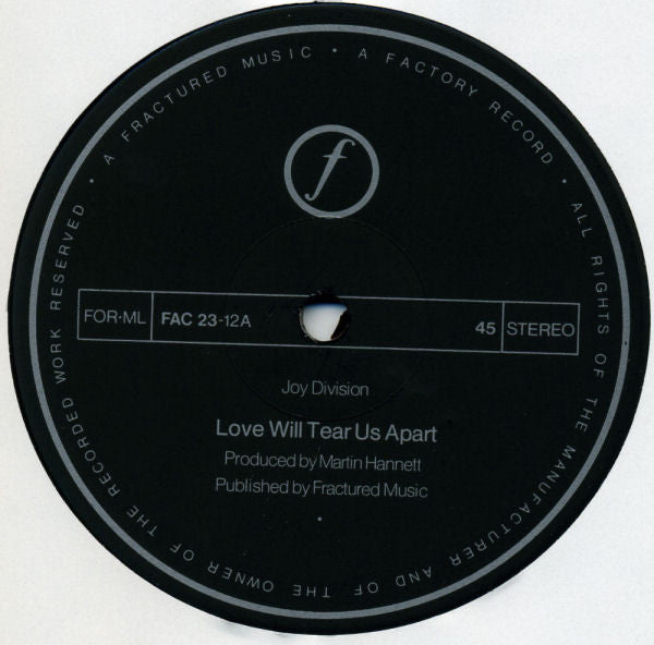 Joy Division : Love Will Tear Us Apart (12", Single, RP, A3/)