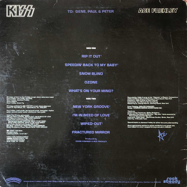 Kiss, Ace Frehley : Ace Frehley (LP, Album, San)