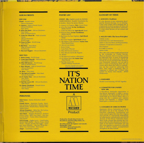 Imamu Amiri Baraka* : "It's Nation Time" African Visionary Music (LP, Album, RE, RM, Gat)