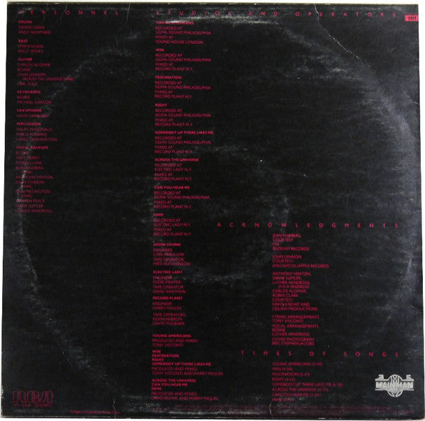 David Bowie : Young Americans (LP, Album, Ora)