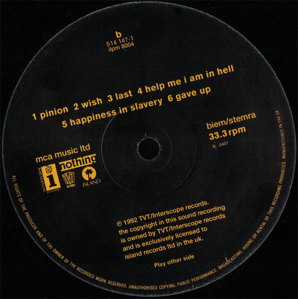 Nine Inch Nails : Broken (12", S/Sided, MiniAlbum, EP + 7" + Ltd)