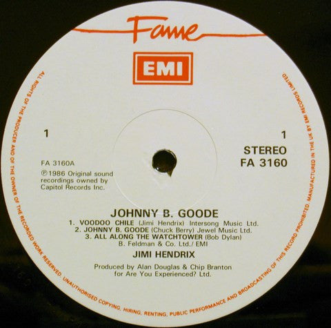 Jimi Hendrix : Johnny B. Goode - Original Video Soundtrack (LP, Album)