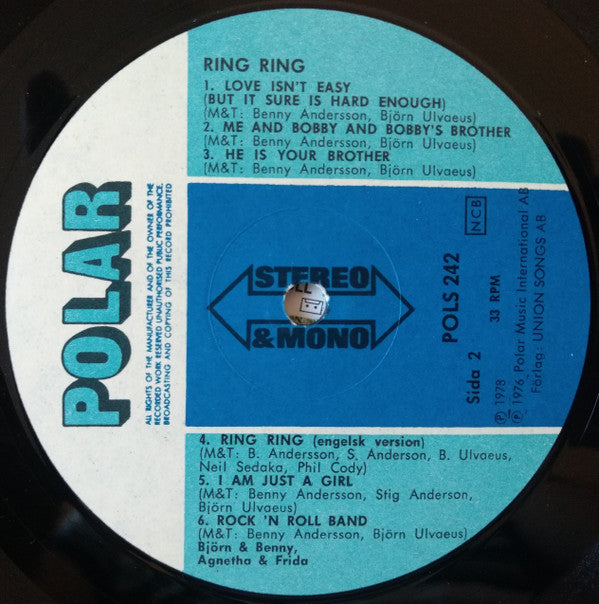 Björn Benny & Agnetha Frida* : Ring Ring (LP, Album, RE)