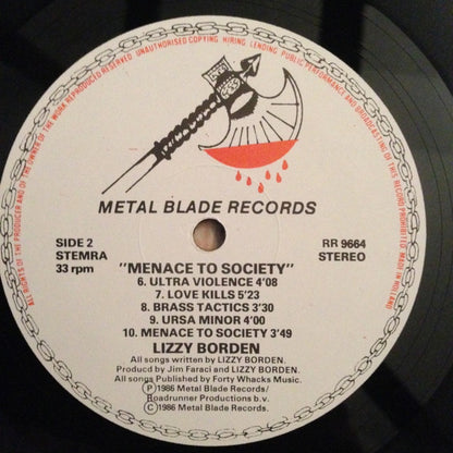 Lizzy Borden : Menace To Society (LP, Album)