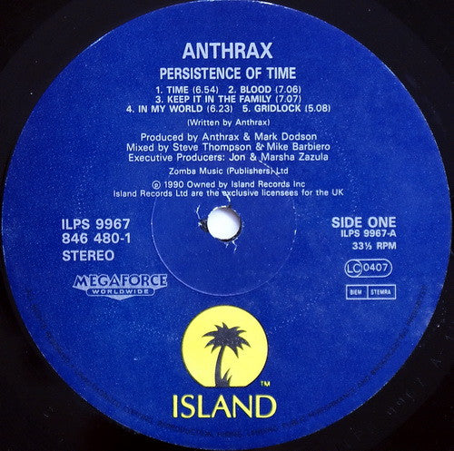 Anthrax : Persistence Of Time (LP, Album)