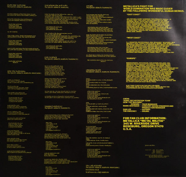 Metallica : Ride The Lightning (LP, Album, RE)