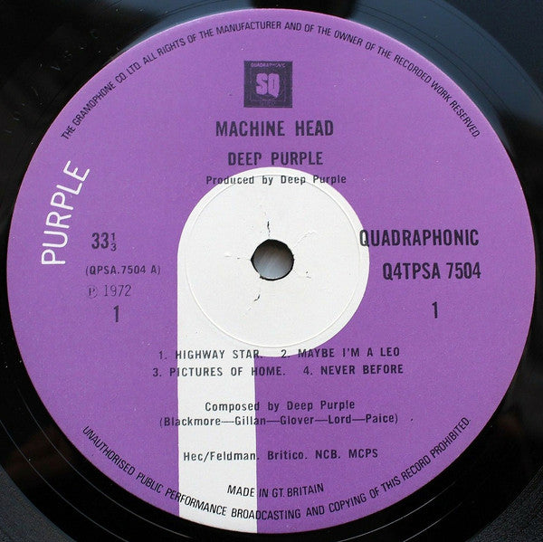 Deep Purple : Machine Head (LP, Album, Quad)