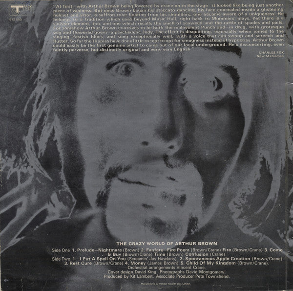 The Crazy World Of Arthur Brown : The Crazy World Of Arthur Brown (LP, Album, Mono)