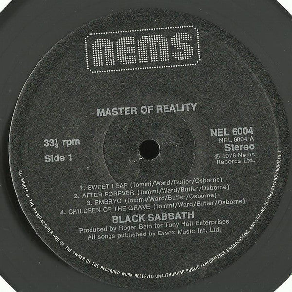 Black Sabbath : Master Of Reality (LP, Album, RE, Red)
