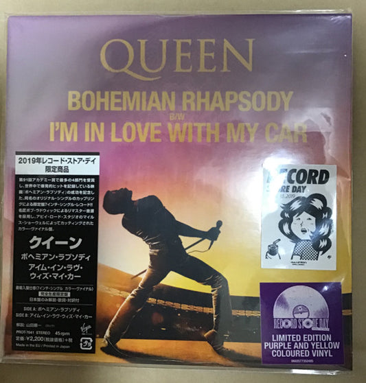 Queen : Bohemian Rhapsody b/w I'm In Love With My Car (7", Single, Ltd, RM, Pur)