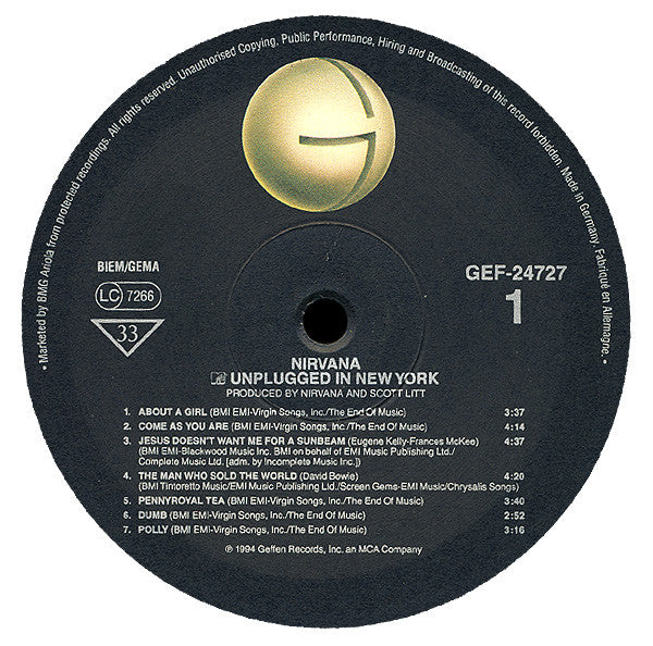 Nirvana : MTV Unplugged In New York (LP, Album, Whi)