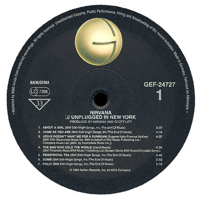 Nirvana : MTV Unplugged In New York (LP, Album, Whi)
