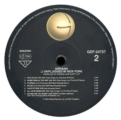 Nirvana : MTV Unplugged In New York (LP, Album, Whi)
