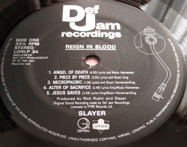 Slayer : Reign In Blood (LP, Album)
