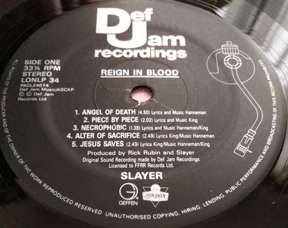 Slayer : Reign In Blood (LP, Album)