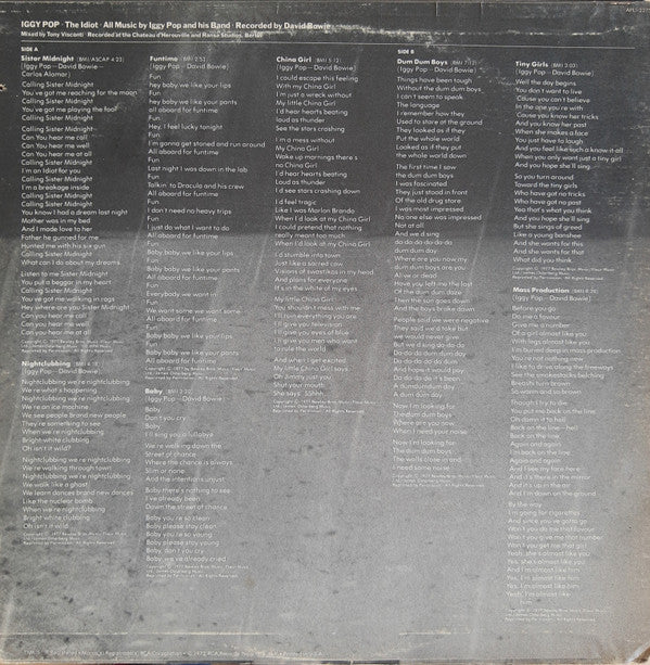 Iggy Pop : The Idiot (LP, Album, RCA)