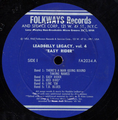 Leadbelly : Easy Rider (Leadbelly Legacy Volume Four) (10", Album, RE, RP)
