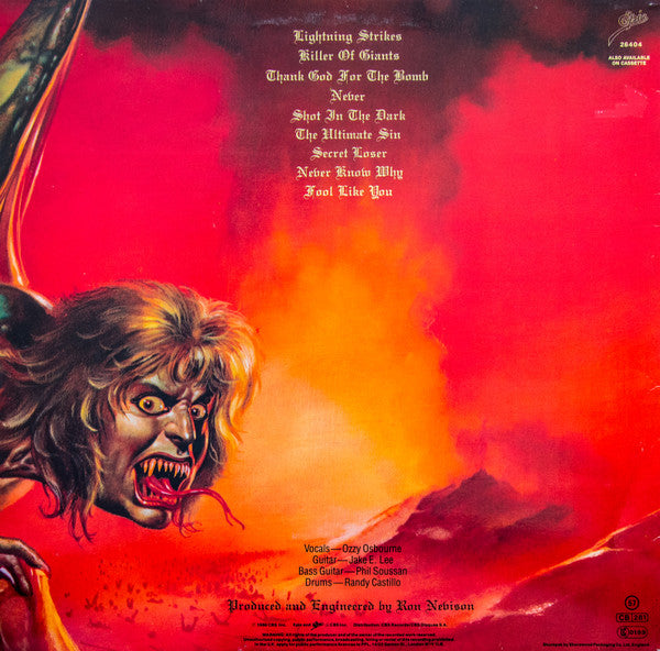Ozzy Osbourne : The Ultimate Sin (LP, Album)