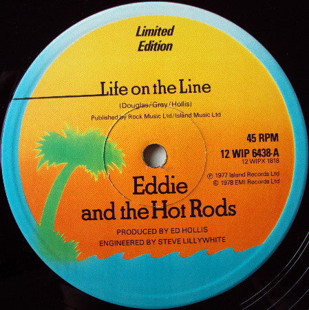 Eddie And The Hot Rods : Life On The Line (12", Single, Ltd)