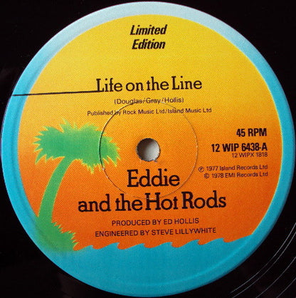 Eddie And The Hot Rods : Life On The Line (12", Single, Ltd)