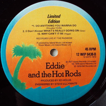 Eddie And The Hot Rods : Life On The Line (12", Single, Ltd)