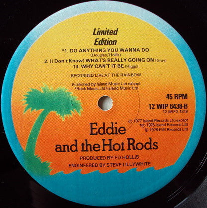 Eddie And The Hot Rods : Life On The Line (12", Single, Ltd)