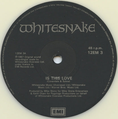 Whitesnake : Is This Love (12", Single, Ltd, Whi)