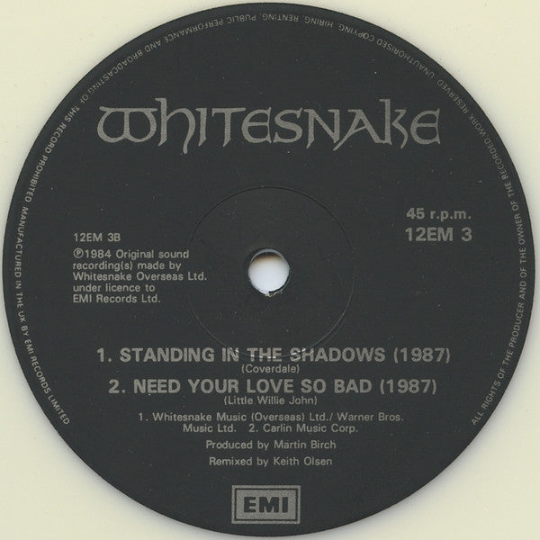 Whitesnake : Is This Love (12", Single, Ltd, Whi)
