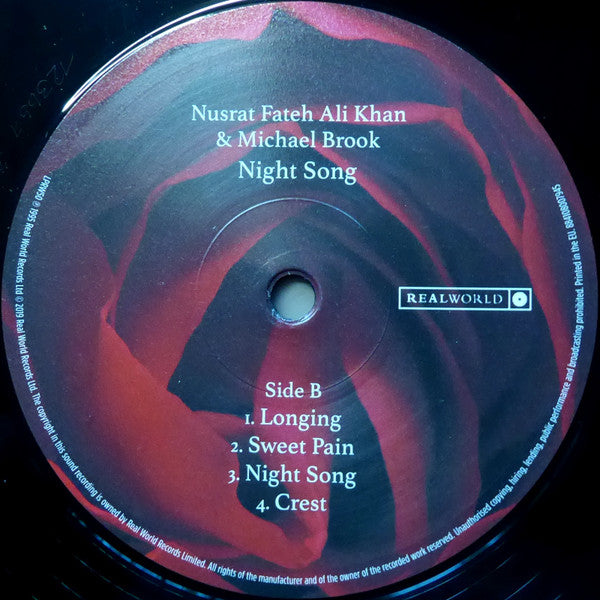 Nusrat Fateh Ali Khan & Michael Brook : Night Song (LP, Album)