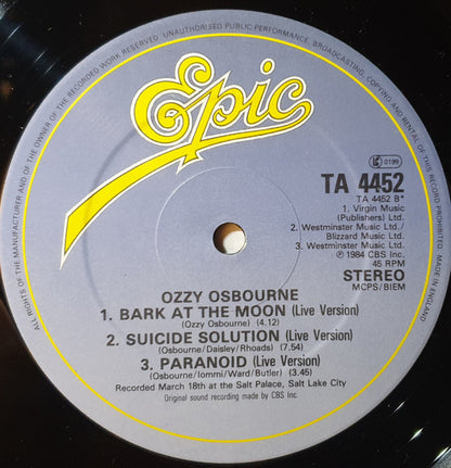 Ozzy Osbourne : So Tired (12", Single)