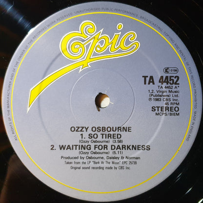 Ozzy Osbourne : So Tired (12", Single)
