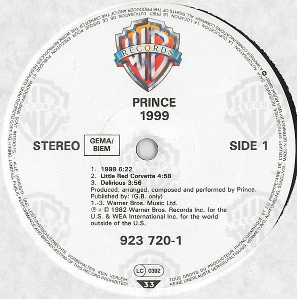 Prince : 1999 (2xLP, Album, RE)