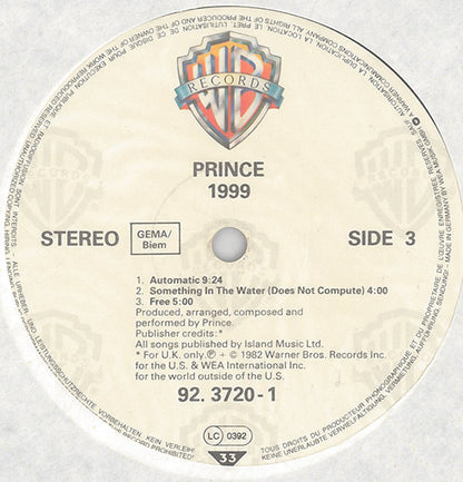 Prince : 1999 (2xLP, Album, RE)