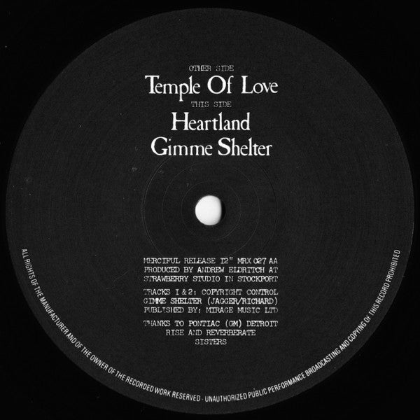 The Sisters Of Mercy : Temple Of Love (12", Single, RP)