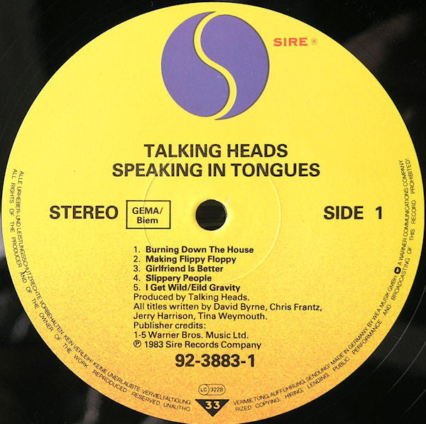 Talking Heads : Speaking In Tongues (LP, Album)