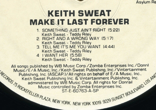 Keith Sweat : Make It Last Forever (LP, Album, SRC)