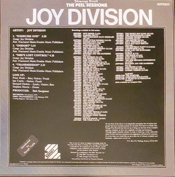 Joy Division : The Peel Sessions (12", RP, Bro)