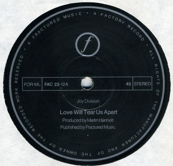 Joy Division : Love Will Tear Us Apart (12", Single, RP, A4/)