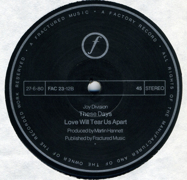 Joy Division : Love Will Tear Us Apart (12", Single, RP, A4/)