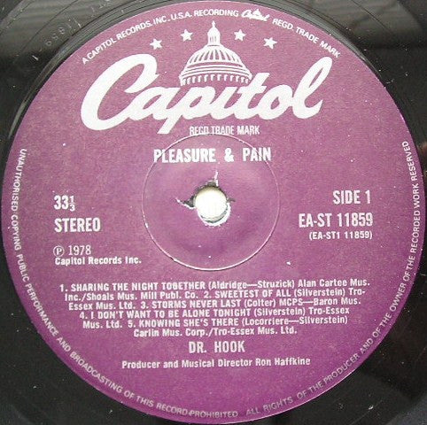 Dr. Hook : Pleasure & Pain (LP, Album)