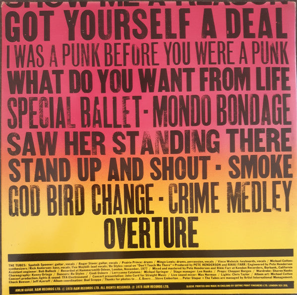 The Tubes : What Do You Want From Live (2xLP, Album)