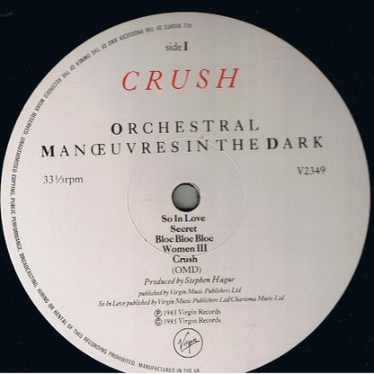 Orchestral Manœuvres In The Dark* : Crush (LP, Album, Tow)